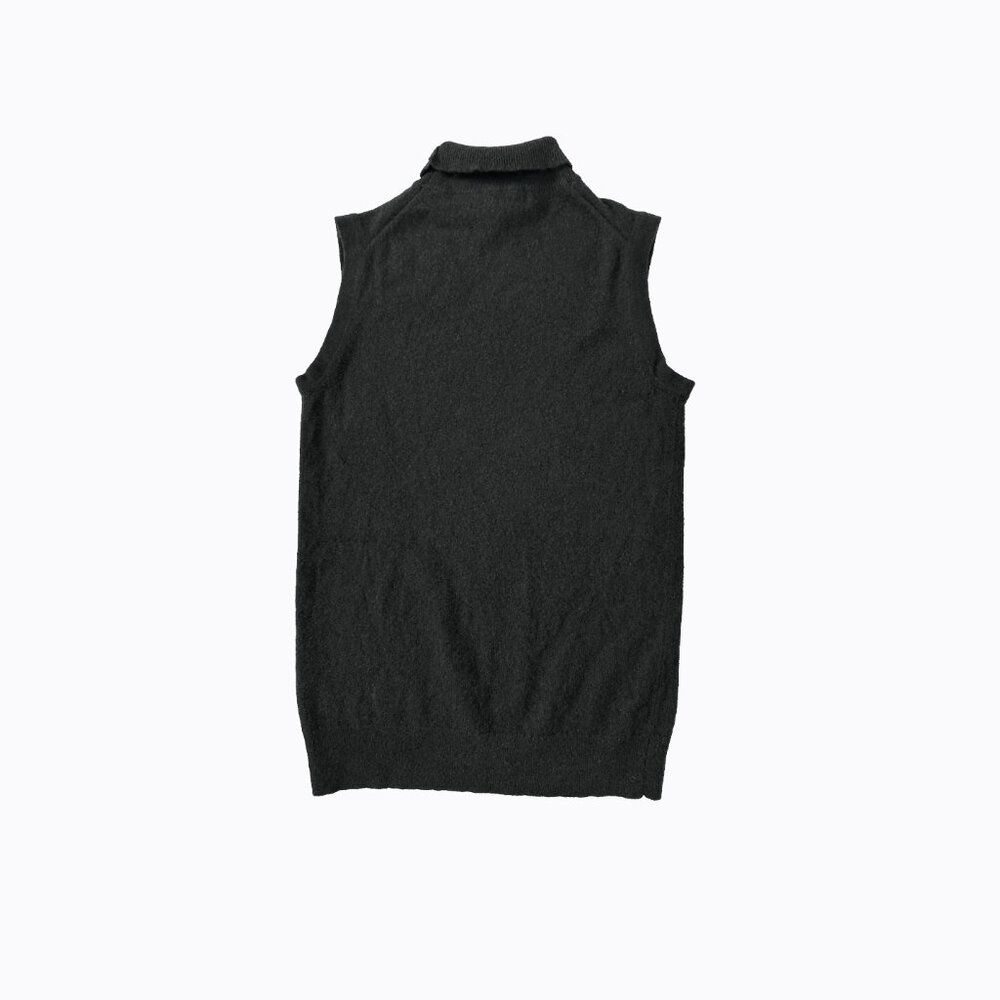 Vintage Bloomingdale's Black 100% 2-Ply Cashmere Sweater S Mock Neck Sleeveless - Picture 2 of 4